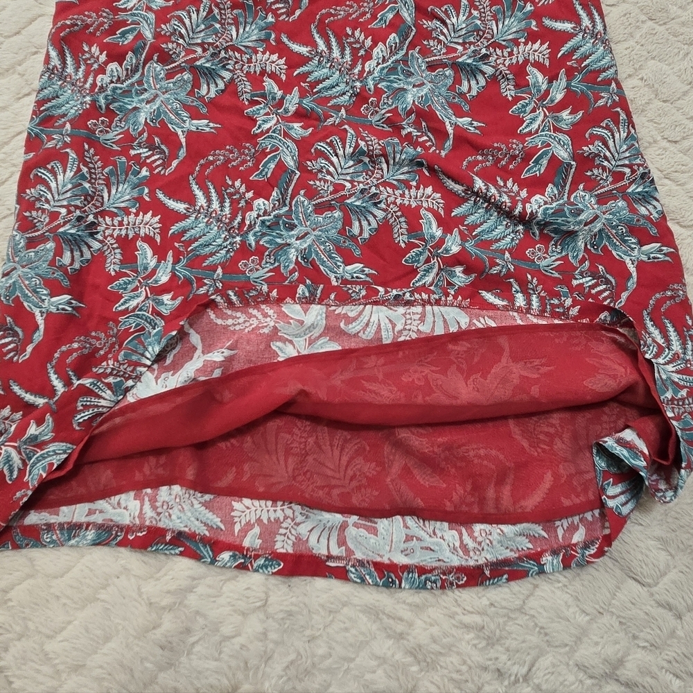 LOFT Red and Blue Floral One-Shoulder Short Shift Dress, Size Medium - Picture 7 of 7